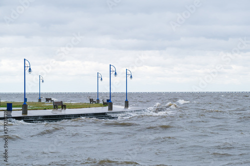 Waves on Lake Pontchartrain in New Orleans created by gusts from Hurricane Sally photo