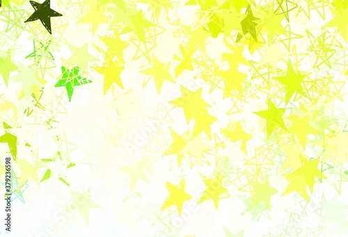 Light Green, Yellow vector background with colored stars.