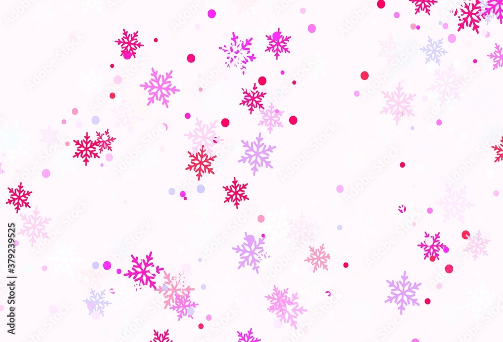 Light Blue, Red vector background with xmas snowflakes.
