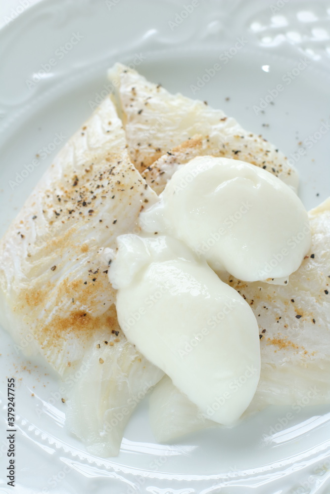 freshness flat fillet fish on plate , for cooking ingredient freshness flat fillet fish on plate , for cooking ingredient