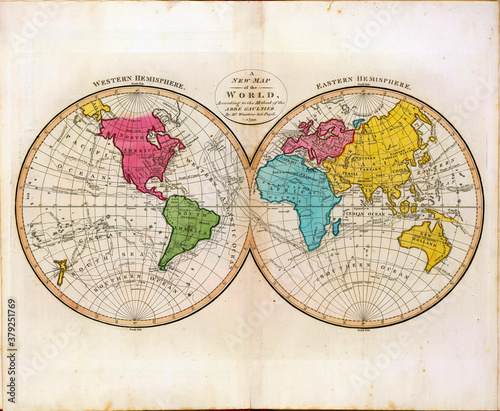 Map of the Eastern and Western  hemispheres