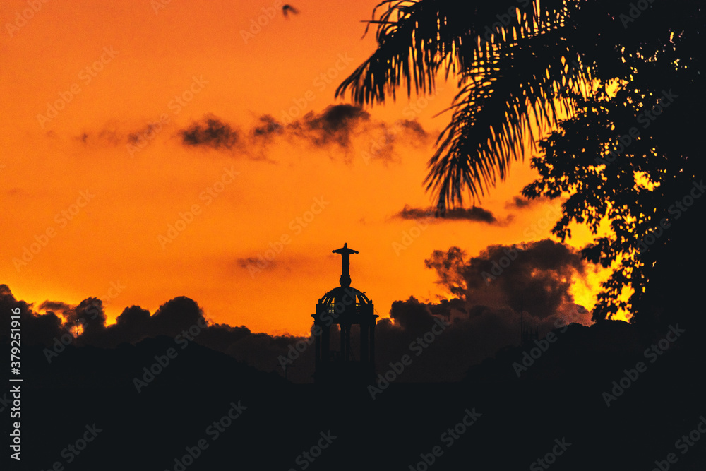 silhouette of a church