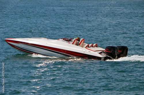Upscale motorboat on Biscayne Bay