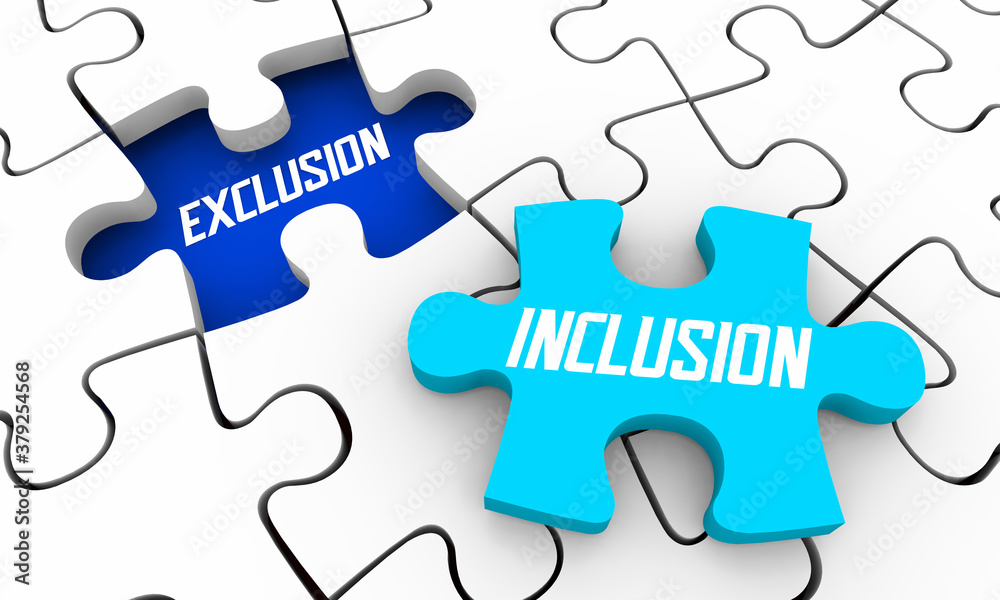 Exclusion Vs Inclusion Puzzle Pieces Solution Involve Participate Join 3d Illustration Exclusion Vs Inclusion Puzzle Pieces Solution Involve Participate Join 3d Illustration