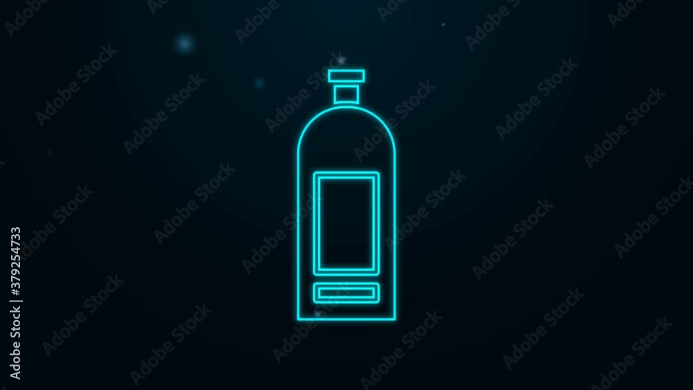 Glowing neon line Bottle of shampoo icon isolated on black background. 4K Video motion graphic animation Glowing neon line Bottle of shampoo icon isolated on black background. 4K Video motion graphic animation