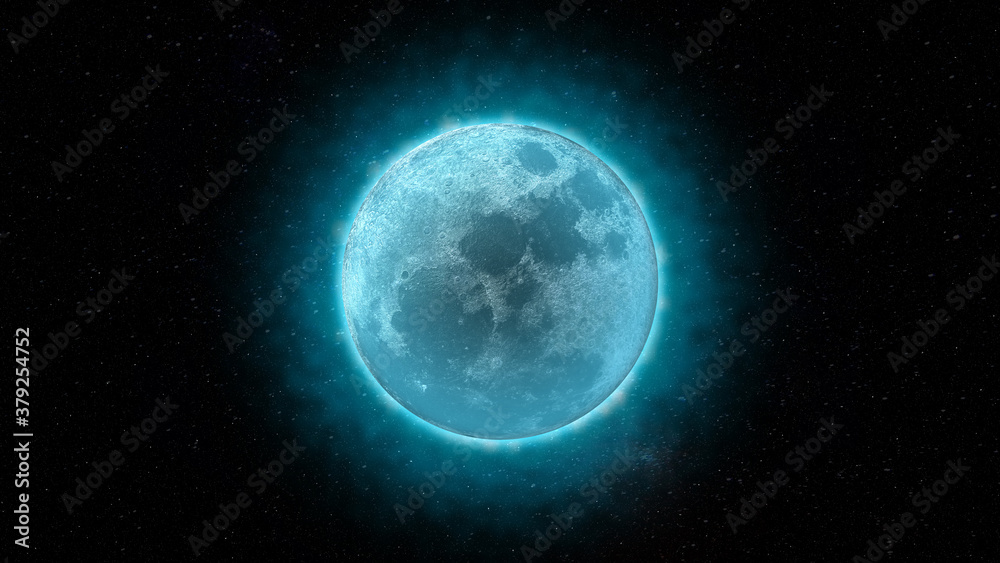 Fototapeta premium blue lunar eclipse and full moon