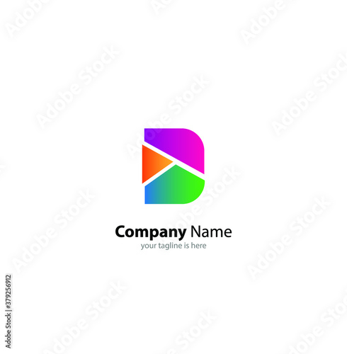 The simple elegant logo of letter D with white background