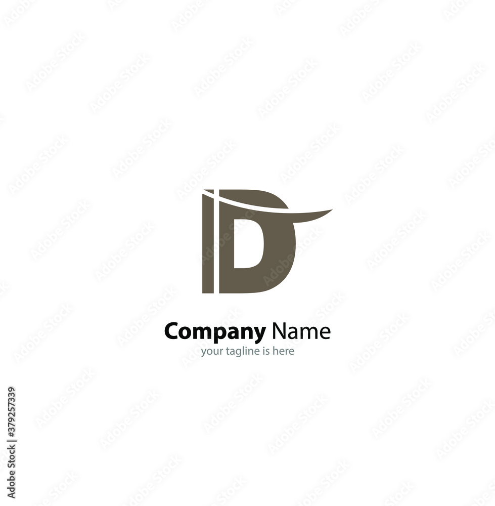 The simple elegant logo of letter D with white background