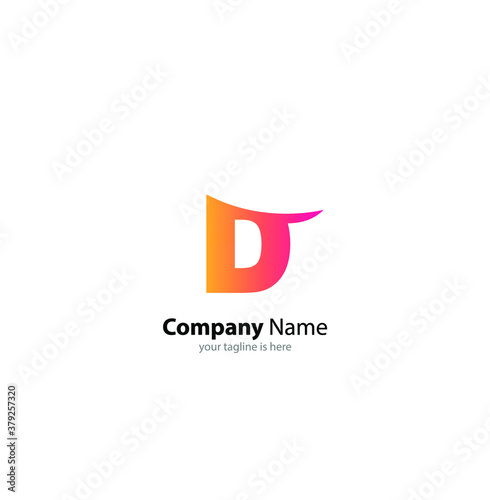 The simple elegant logo of letter D with white background