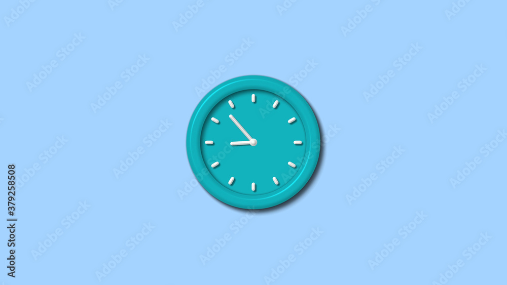 New cyan color 3d wall clock on aqua light background,wall clock New cyan color 3d wall clock on aqua light background,wall clock