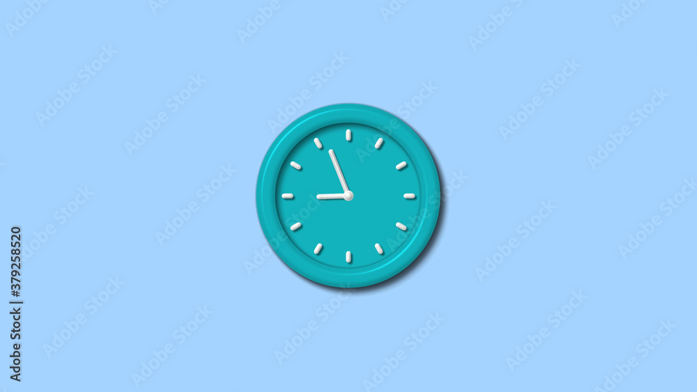 New cyan color 3d wall clock on aqua light background,wall clock New cyan color 3d wall clock on aqua light background,wall clock