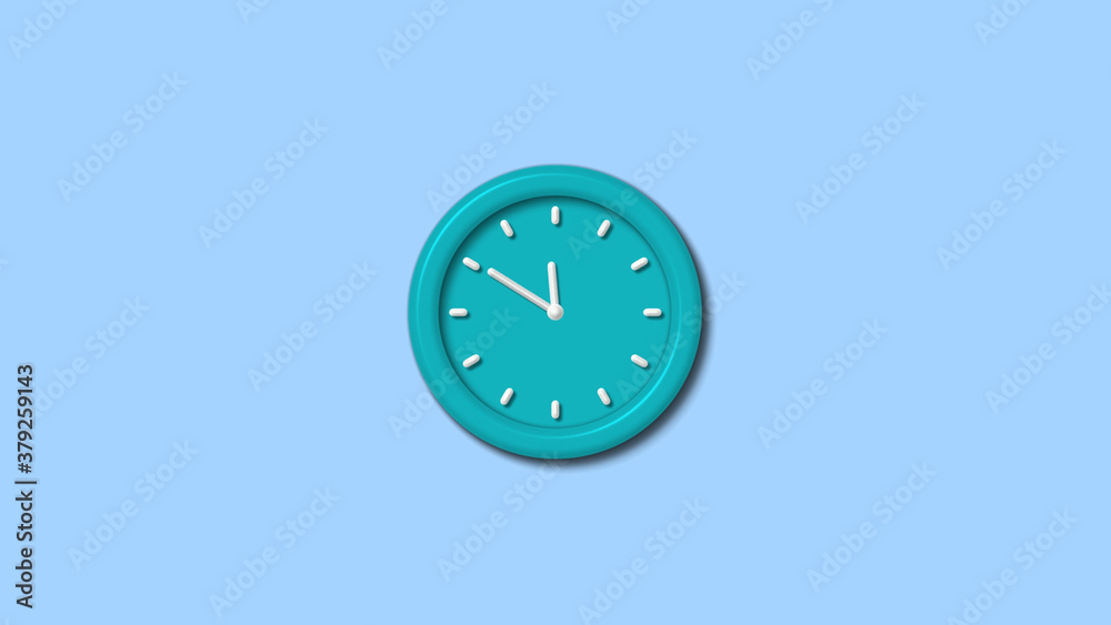 New cyan color 3d wall clock on aqua light background,wall clock New cyan color 3d wall clock on aqua light background,wall clock