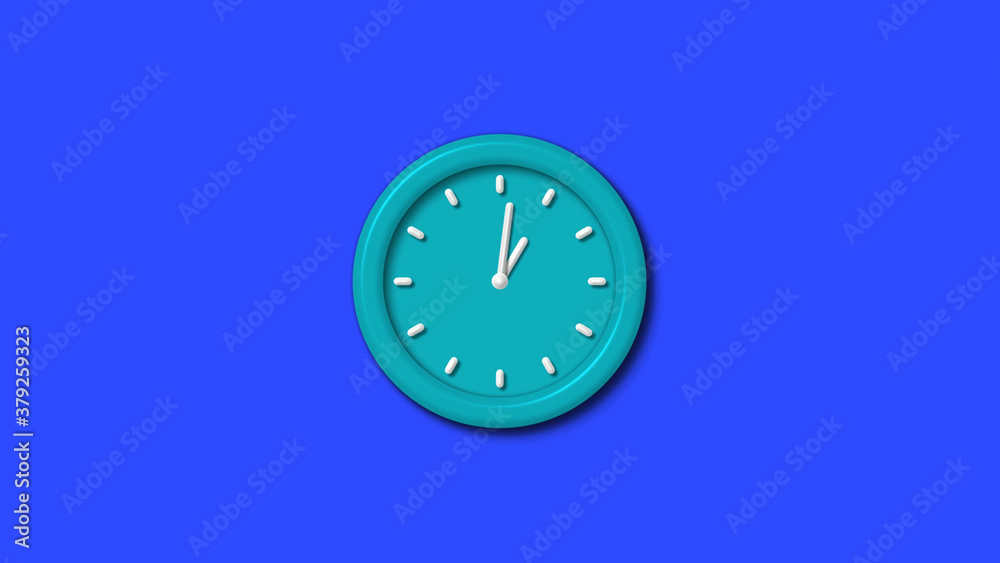 Cyan color 12 hours 3d wall clock on blue background,wall clock Cyan color 12 hours 3d wall clock on blue background,wall clock