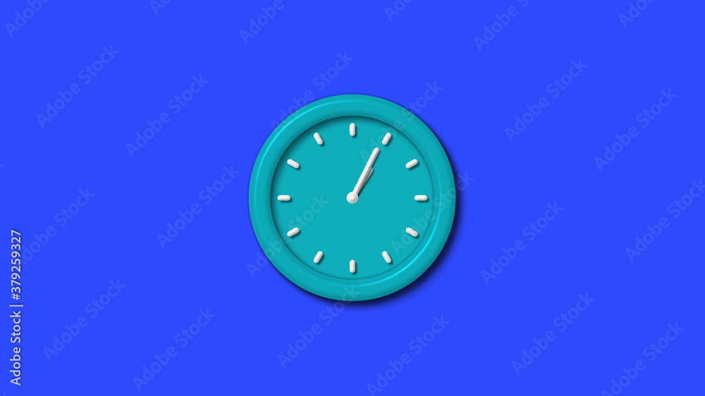 Cyan color 12 hours 3d wall clock on blue background,wall clock Cyan color 12 hours 3d wall clock on blue background,wall clock