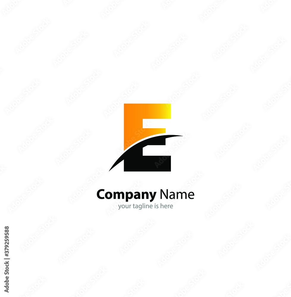 the simple modern logo of letter e with white background