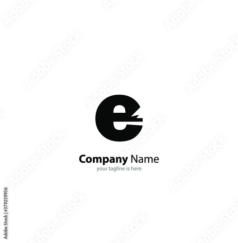 the simple modern logo of letter e with white background