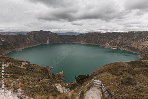 Lagoon in the crater of an active volcano, Quilotoa, Ecuador