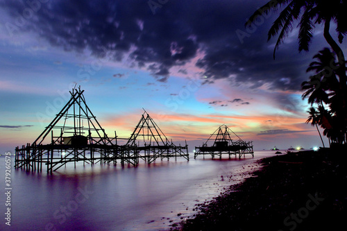 sunset over the sea at lampung Bay  Sumatera Indonesia