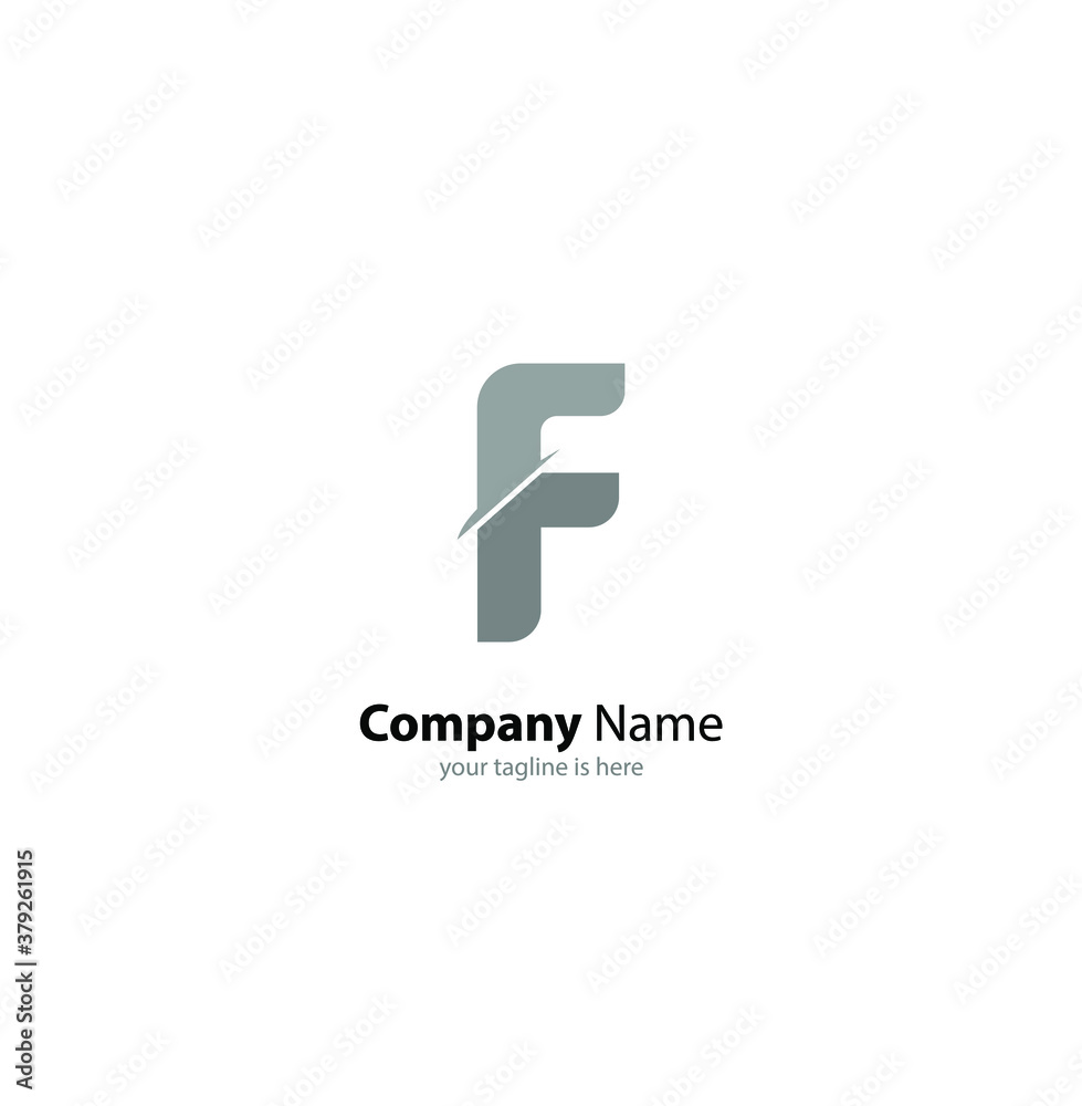 the simple elegant logo of letter f with white background