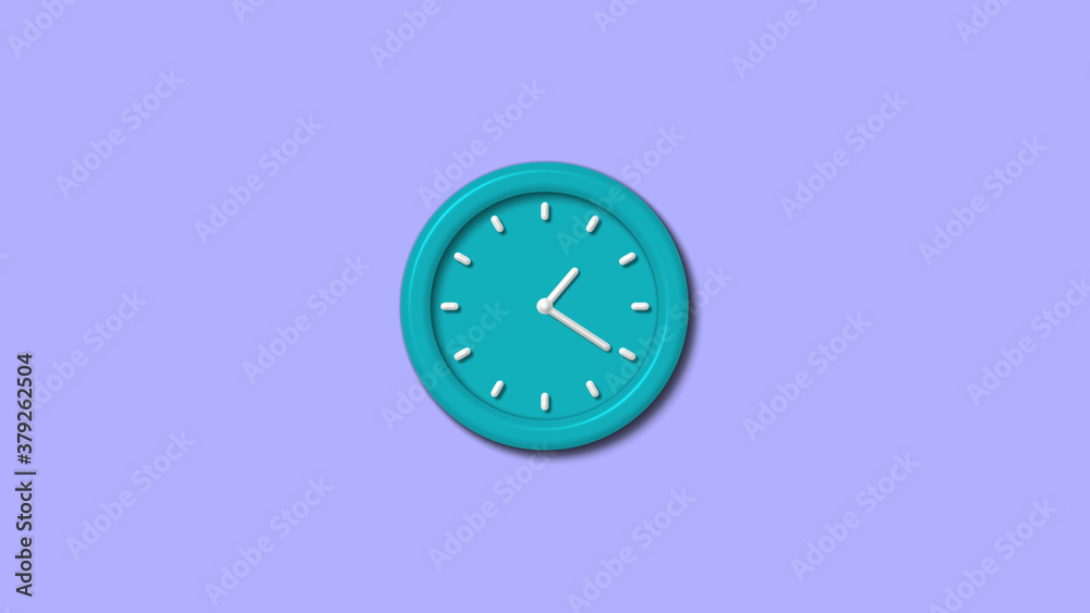 New cyan color 3d wall clock on blue light background,clock New cyan color 3d wall clock on blue light background,clock