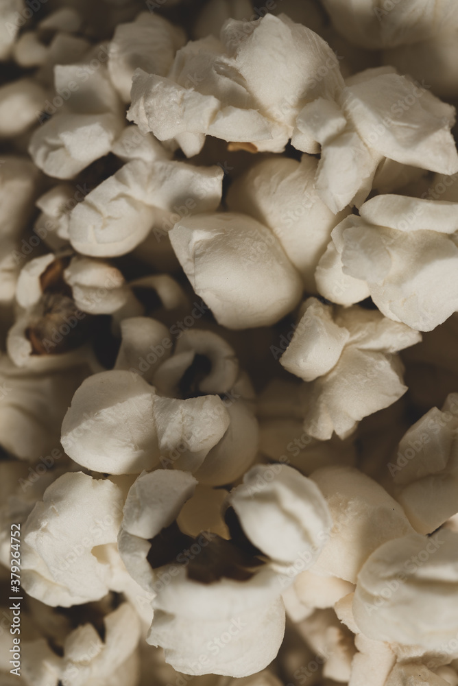macro close up of pop corns, selective focus