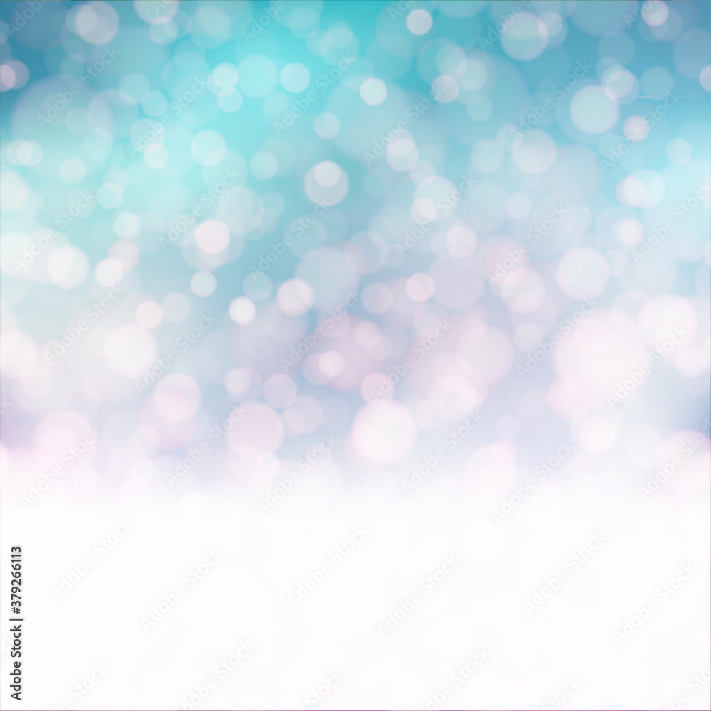 Fototapeta premium Christmas background with falling snowflakes on blue sky. Vector