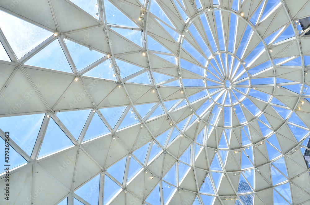 Patterned steel structure dome roof