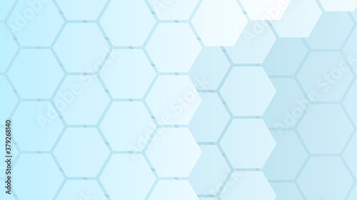 Abstract background with layers of light blue hexagons