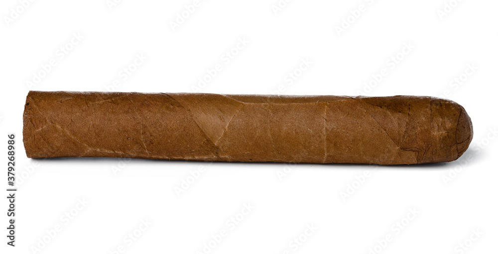 One hand rolled cigar isolated on white One hand rolled cigar isolated on white