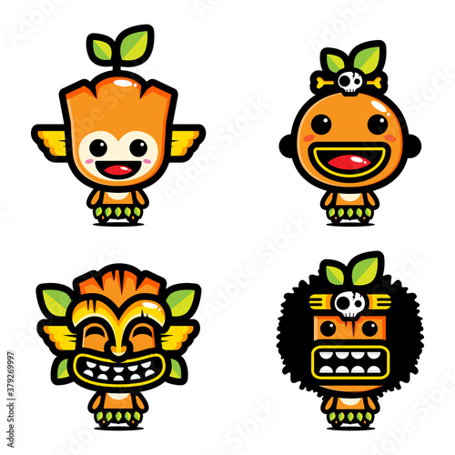 cute primitive mascot vector design
