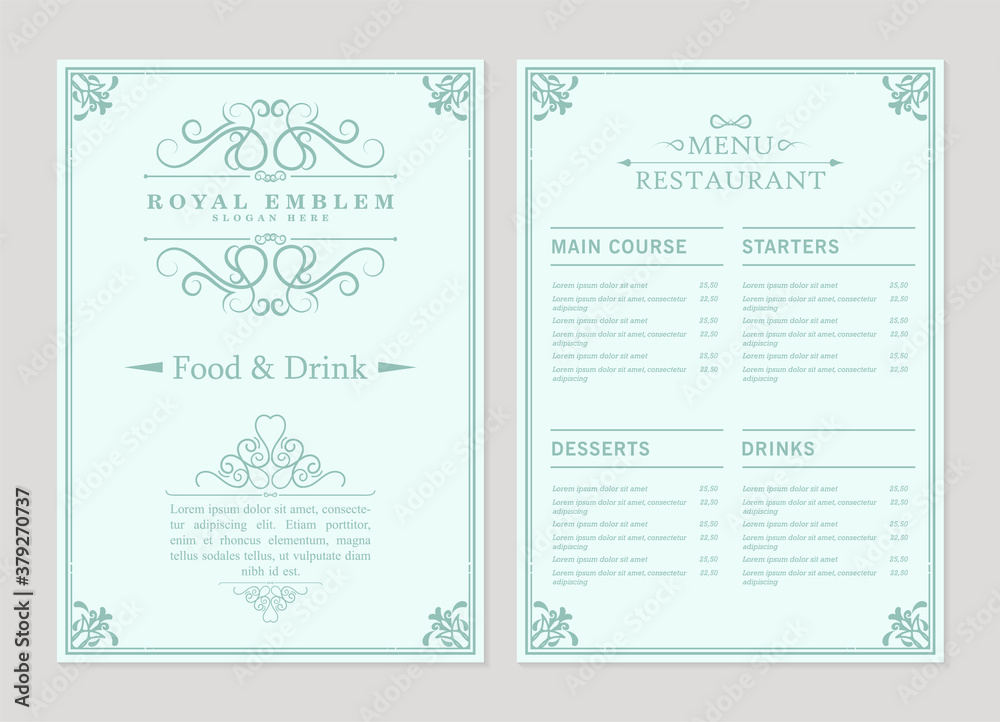 Menu Layout with ornamental Elements. Menu Layout with ornamental Elements.