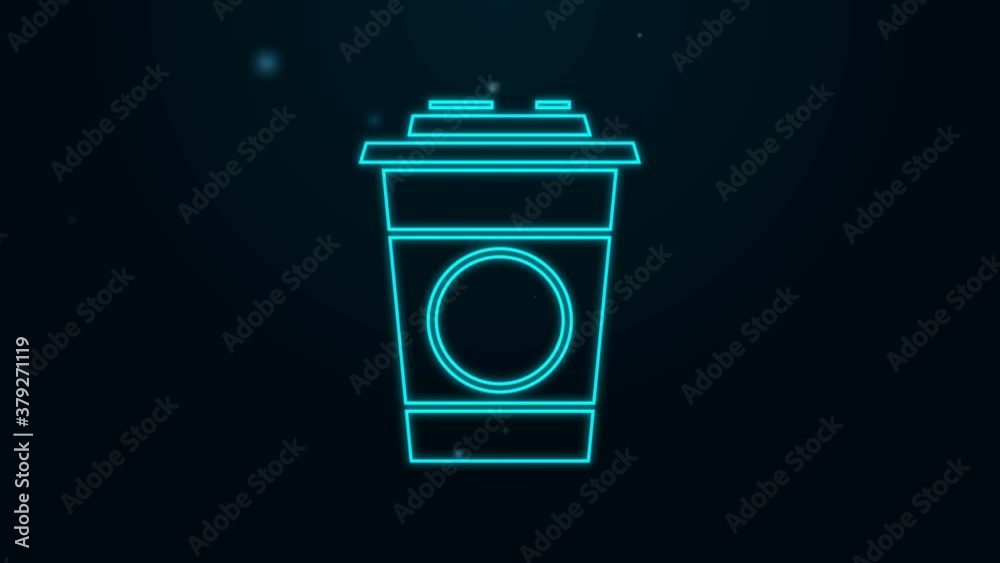 Glowing neon line Paper glass icon isolated on black background. Soda drink glass. Fresh cold beverage symbol. 4K Video motion graphic animation Glowing neon line Paper glass icon isolated on black background. Soda drink glass. Fresh cold beverage symbol. 4K Video motion graphic animation