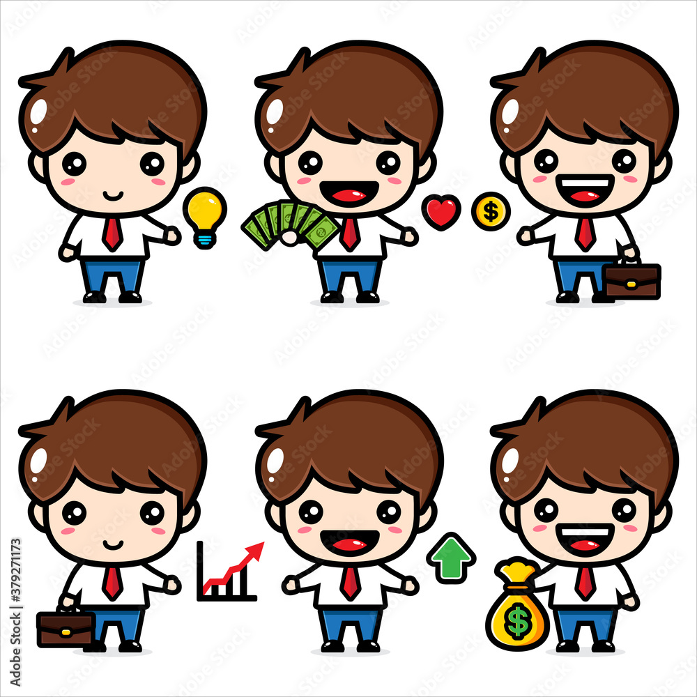 cute businessman set character vector design cute businessman set character vector design