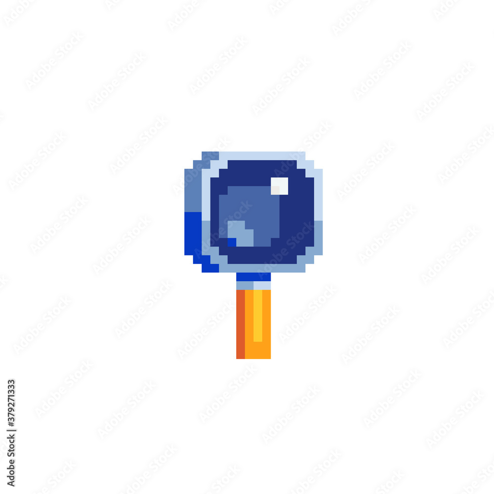 Magnifying glass or search pixel art icon.  site design. 8bit. Game