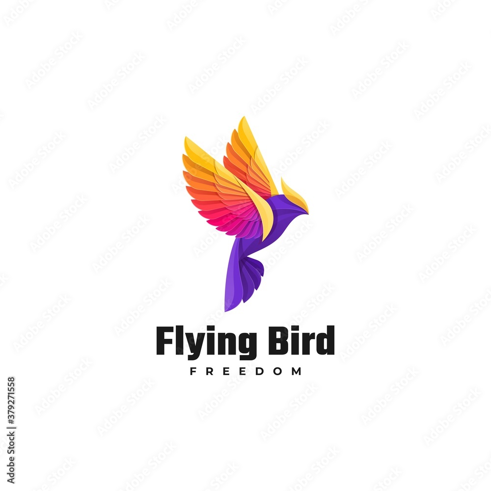 Obraz premium Vector Logo Illustration Flying Bird Gradient Colorful Style.