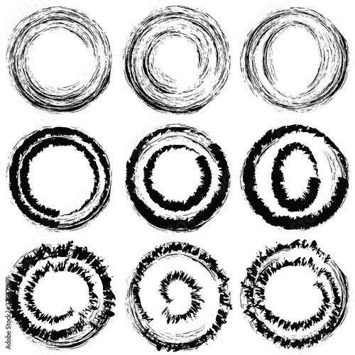 Set of 9 Circles,Vector design elements for texture background, grunge frame circular,web site template, business diagram, dark label.