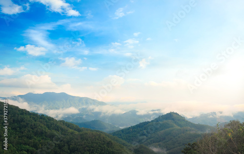 Blue sky on sunrise in the mountains landscape. View point at Ai You Weng, Bethong, Yala, Thailand, Asia © Choat