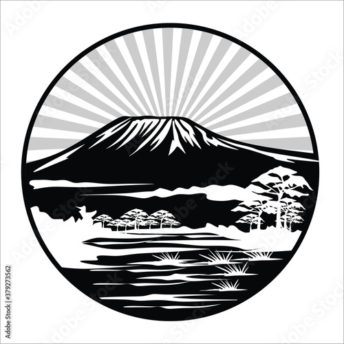 Kilimanjaro mountain on flatt illustration for background and image