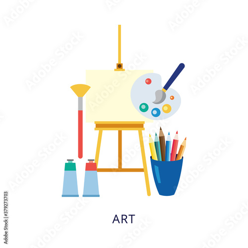 A set of vector elements of art education at school.