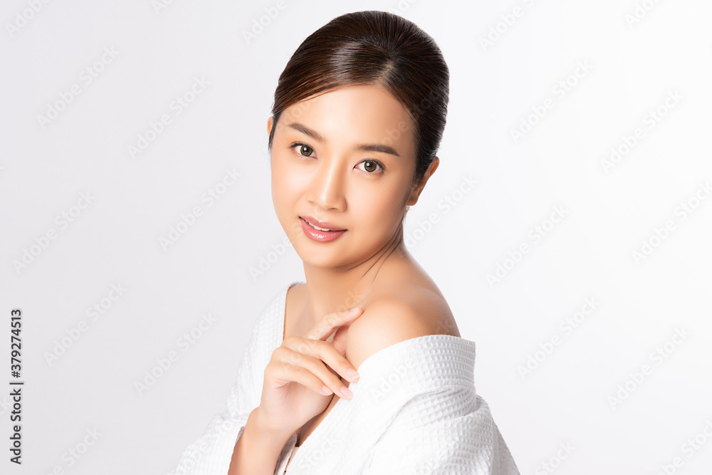 Beautiful young asian woman with clean fresh skin on white background, Face care, Facial treatment, Cosmetology, beauty and spa, Asian women portrait Beautiful young asian woman with clean fresh skin on white background, Face care, Facial treatment, Cosmetology, beauty and spa, Asian women portrait