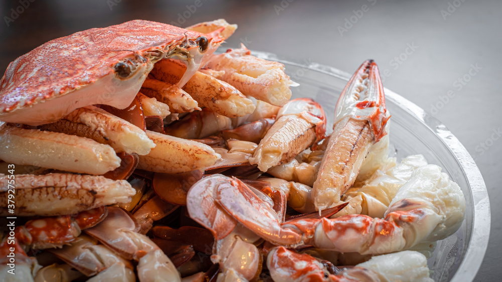 Up close and select focus, steamed blue crab, delicious Thai seafood. Up close and select focus, steamed blue crab, delicious Thai seafood.