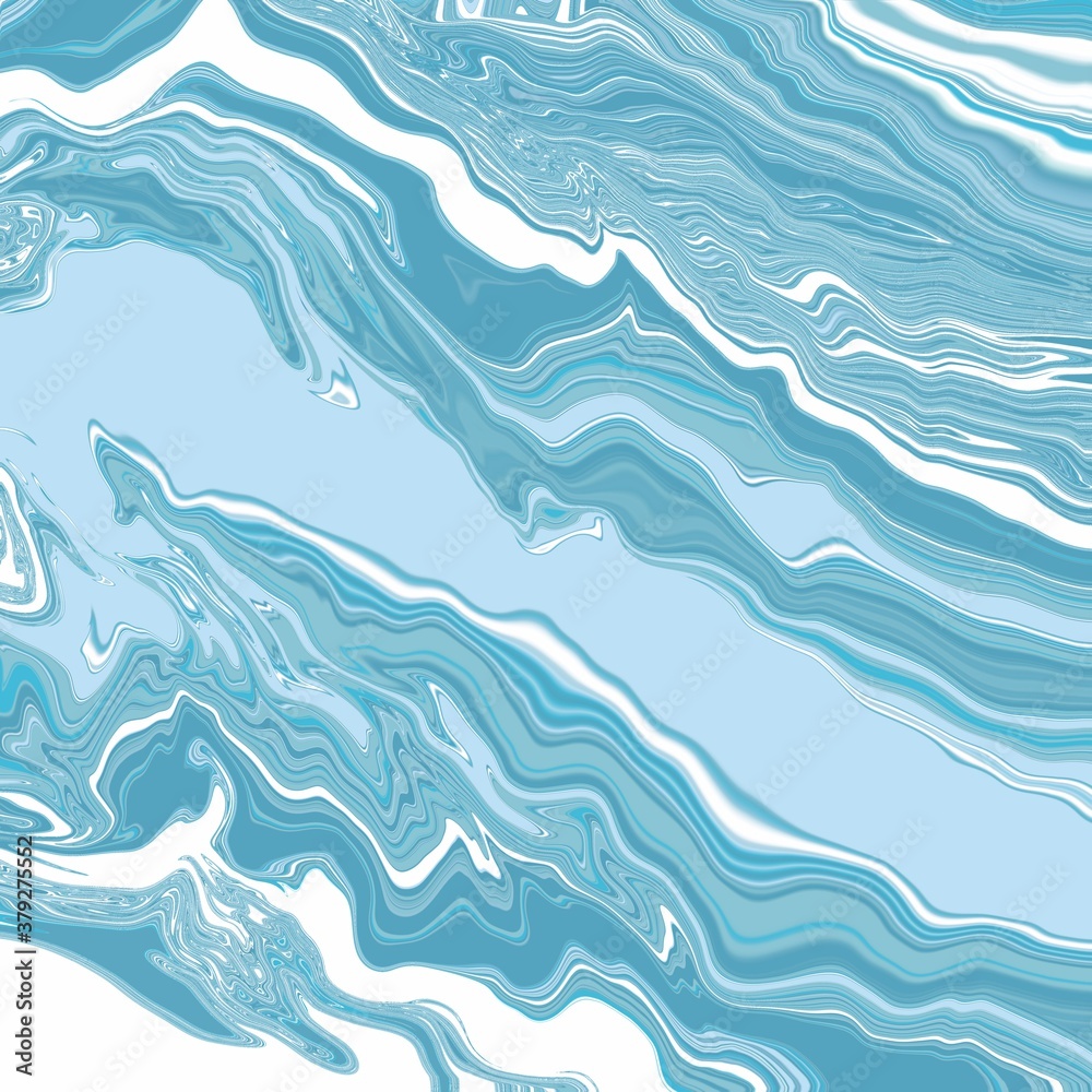 Abstract wave liquid shape in blue and white tones color background