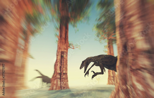 Cuadro en lienzo Dinosaur attacks