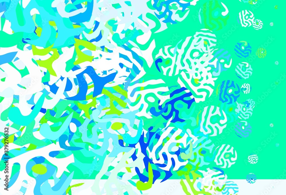 Light Blue, Green vector backdrop with memphis shapes. Light Blue, Green vector backdrop with memphis shapes.