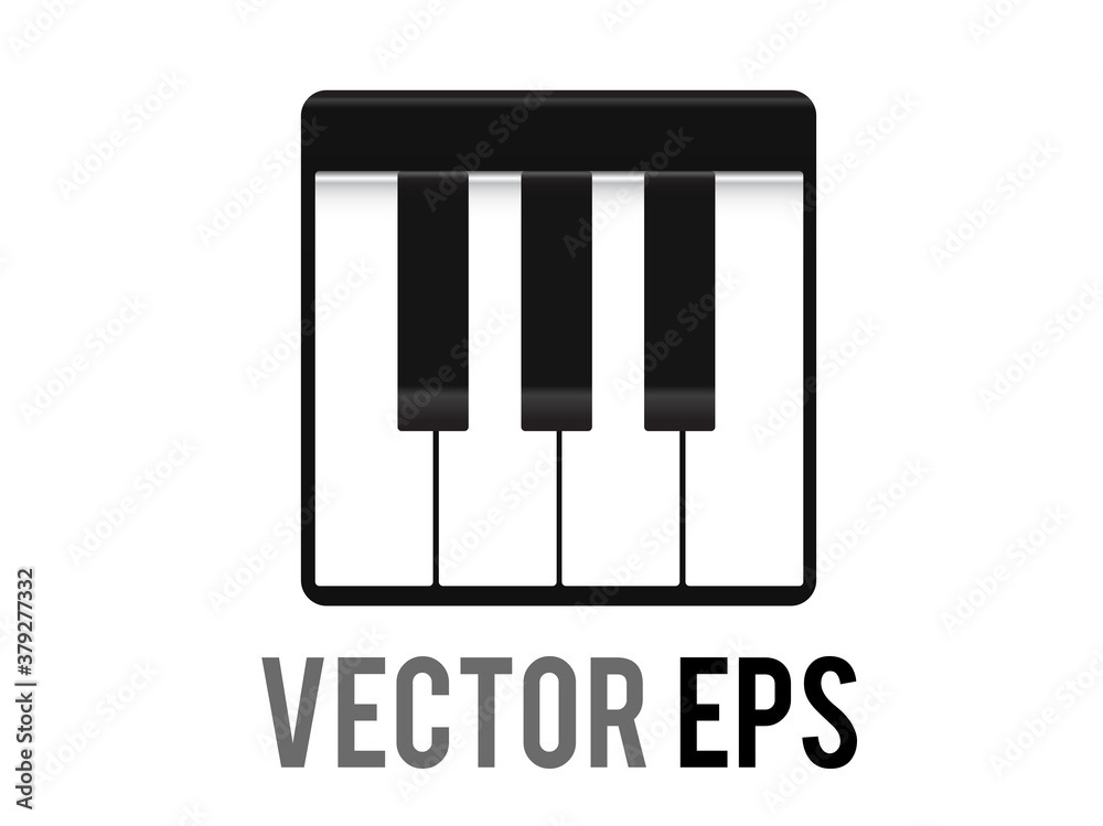 Vector small section of classic music keyboard emoji icon, showing white, black keys Vector small section of classic music keyboard emoji icon, showing white, black keys