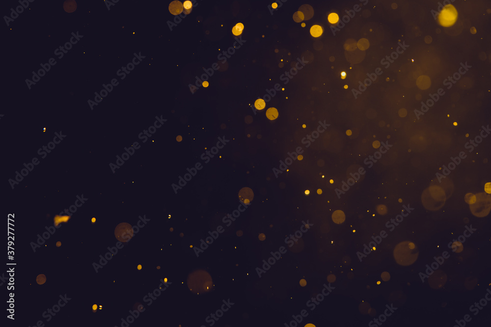 Dark Abstract Gold bokeh sparkle on black Dark Abstract Gold bokeh sparkle on black
