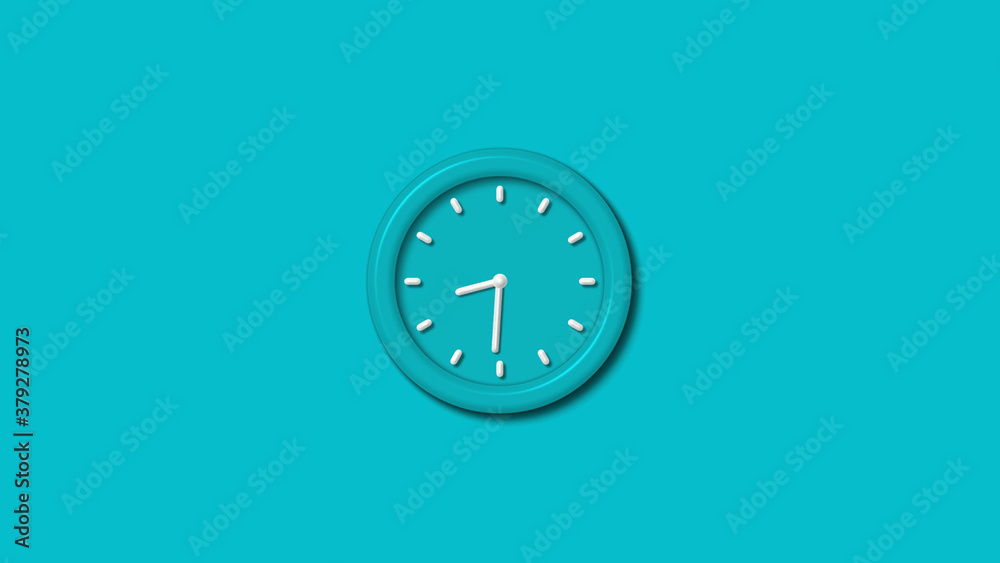 Amazing cyan color 3d wall clock isolated on cyan background,3d wall clock Amazing cyan color 3d wall clock isolated on cyan background,3d wall clock