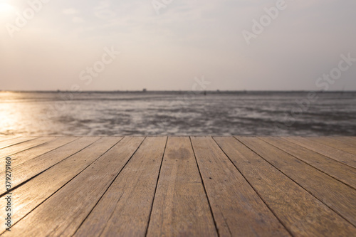 Wood floor extending into the sea
