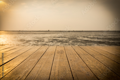Wood floor extending into the sea