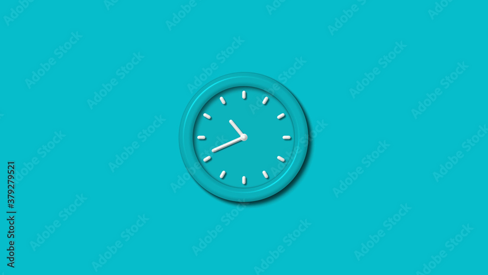 New cyan color 3d wall clock isolated on cyan background,3d wall clock New cyan color 3d wall clock isolated on cyan background,3d wall clock